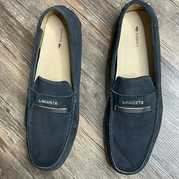 Lacoste Mens Navy Suede Driving Loafer Shoes Mocassin Style Slip On Size 13 - Picture 3 of 7